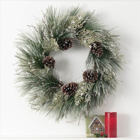 Snow-tipped Pine, Cedar & Pinecone Wreath