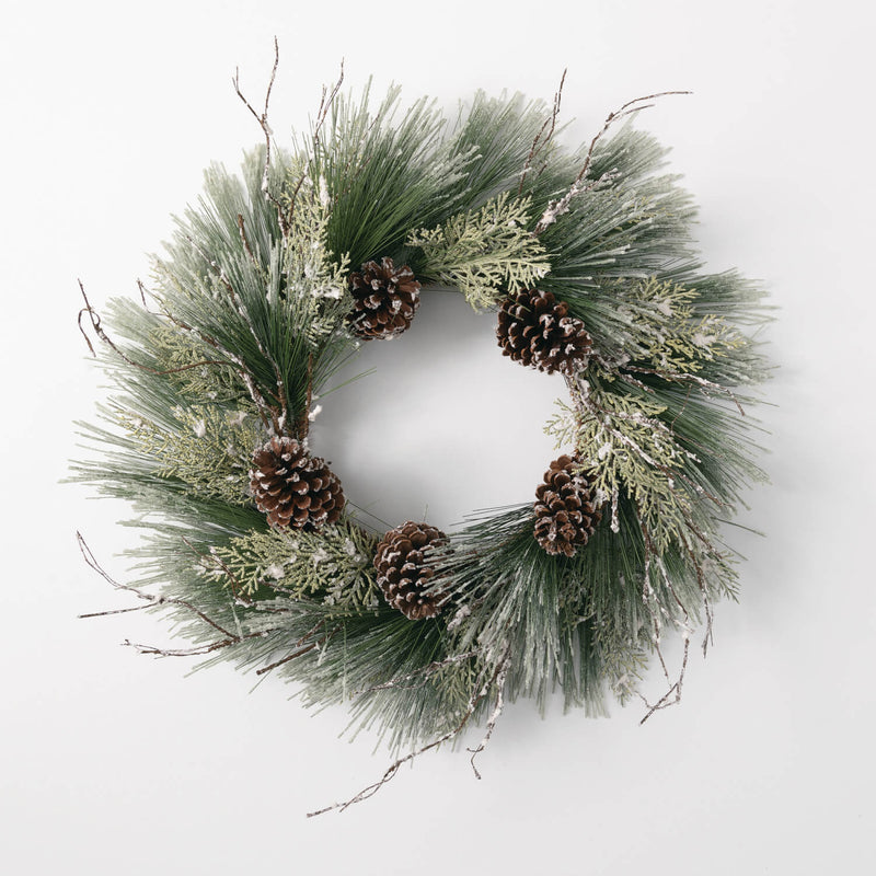 Snow-tipped Pine, Cedar & Pinecone Wreath