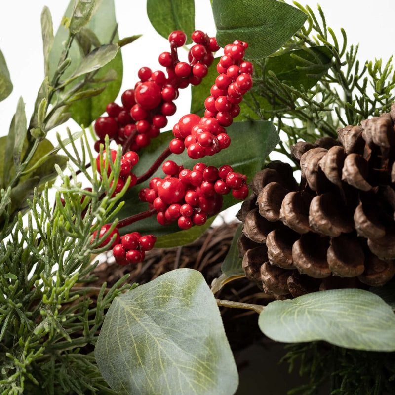 Pine & Red Berry & Twig Wreath