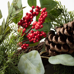 Pine & Red Berry & Twig Wreath