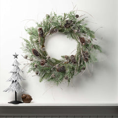 Frosted Cedar & Cone Wreath