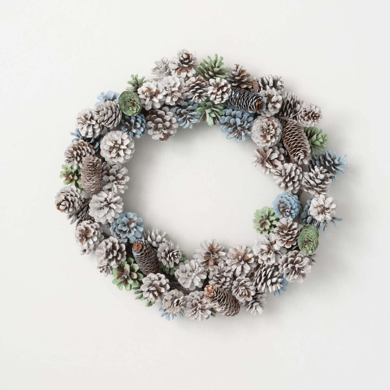 20" Flocked Pinecone Wreath